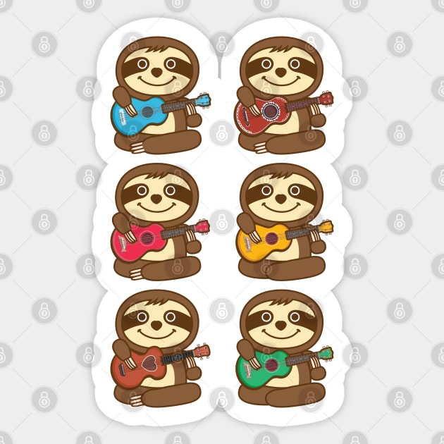 Sloth Ukulele Sticker by Plushism